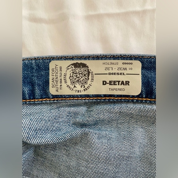 Diesel D-EETAR 0096D Tapered Stretch Jeans W32 L32 - Picture 4 of 5